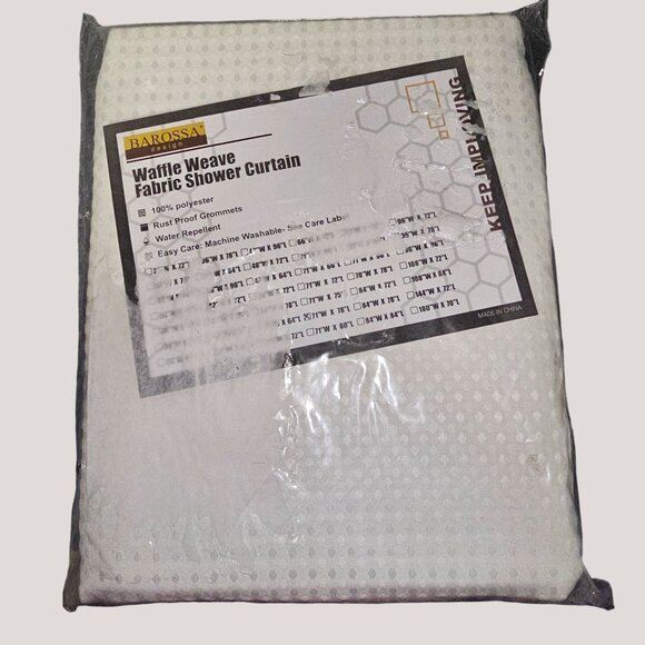 Barossa Design Beige 78" Long Waffle Weave Fabric Shower Curtain - Picture 6 of 6